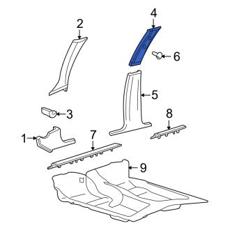 New OEM Left Lower Door Pillar Post Trim Set Fits, 2004-2005 Mercury Grand Marquis - Part # 3W7Z5424347AAA