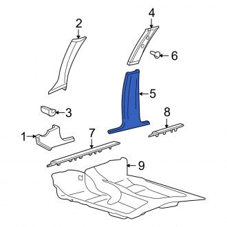New OEM Right Lower Door Pillar Post Trim Set Fits, 2006-2011 Mercury Grand Marquis - Part # 6W7Z5424346AAB