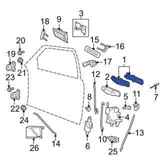 New OEM Rear Left Outer Exterior Door Handle Fits, 2003-2006 Mercury Grand Marquis - Part # 6W3Z5426605APTM