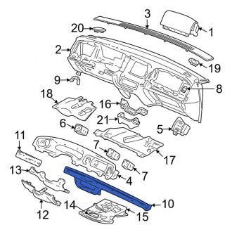 New OEM Right Instrument Panel Molding Fits, 2001-2002 Mercury Grand Marquis - Part # 1W3Z54046A62BAB