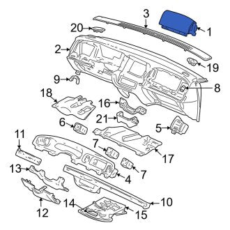 New OEM Upper Instrument Panel Air Bag Fits, 1998 Mercury Grand Marquis - Part # F8AZ54044A74DAC