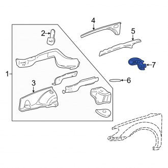 New OEM Front Right Frame Side Member Fits, 2000-2005 Mercury Sable - Part # 3F1Z54108A24AA