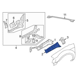 New OEM Right Upper Fender Rail Reinforcement Fits, 2008 Mercury Sable - Part # 8G1Z16B044A
