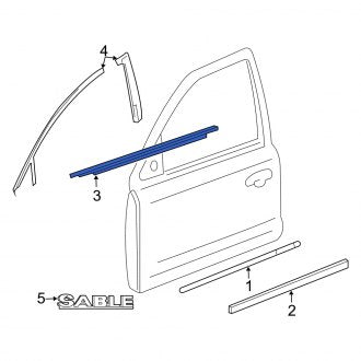 New OEM Front Left Outer Door Window Belt Weatherstrip Fits, 2005-2007 Mercury Montego - Part # 6G1Z5421453AA