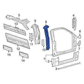 New OEM Right Body B-Pillar Reinforcement Fits, 2009-2014 Ford F-150 - Part # 9L3Z1528362A