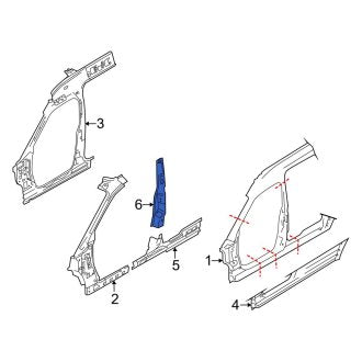 New OEM Right Body B-Pillar Fits, 2010-2013 Ford Transit Connect - Part # 2T1Z6124382A