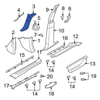 New OEM Right Body A-Pillar Trim Panel Fits, 2004-2006 Ford Expedition - Part # 4L1Z7803598AAA
