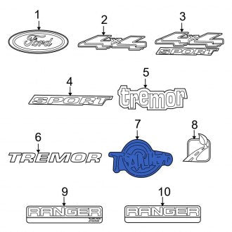 New OEM Rear Tailgate Emblem Fits, 2000-2005 Ford Ranger - Part # YL5Z9942528CAB