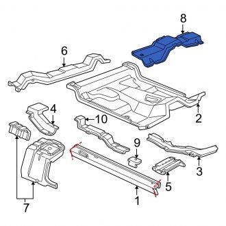 New OEM Rear Right Floor Pan Crossmember Fits, 1998-2011 Ford Ranger - Part # F87Z10107A94AA