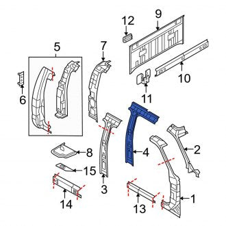 New OEM Left Inner Body B-Pillar Fits, 2008-2010 Ford F-250 - Part # 7C3Z2624301B