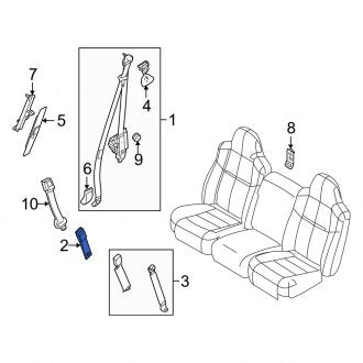 New OEM Rear Seat Belt Receptacle Fits, 2008-2010 Ford F-250 - Part # 8C3Z2660044CC
