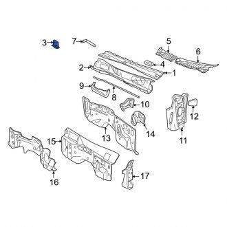 New OEM Right Cowl Grille Panel Brace Fits, 2002-2010 Ford Explorer - Part # 1L2Z7802428AA