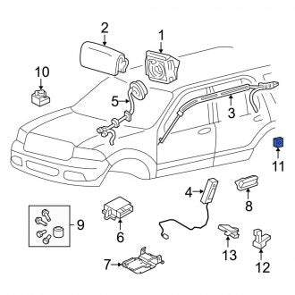 New OEM Rear Right Air Bag Impact Sensor Fits, 2002-2005 Ford Explorer - Part # 1L2Z14B345AA