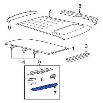 New OEM Rear Roof Header Panel Fits, 2002-2010 Ford Explorer - Part # 1L2Z7841304AA