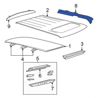 New OEM Left Inner Roof Side Rail Fits, 2002-2010 Ford Explorer - Part # 6L2Z78513A31A