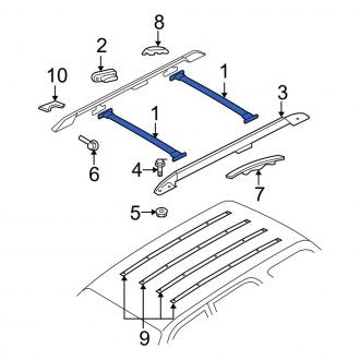 New OEM Roof Luggage Carrier Cross Rail Fits, 2005-2007 Ford Explorer - Part # 6L2Z7855106AA