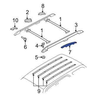 New OEM Front Right Roof Rack Cover Fits, 2002-2004 Ford Explorer - Part # 1L2Z78551A46AAA