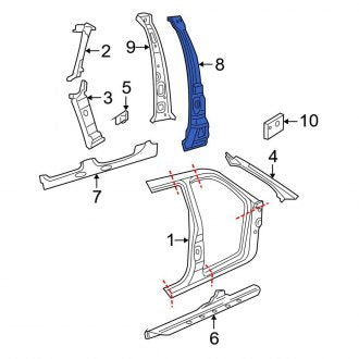 New OEM Left Body B-Pillar Reinforcement Fits, 2002-2010 Ford Explorer - Part # 1L2Z7824383AA