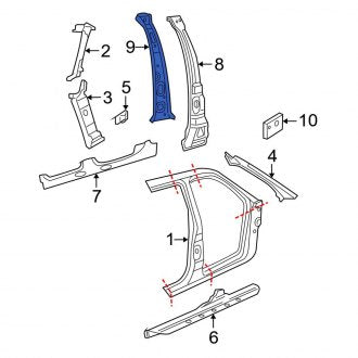 New OEM Left Body B-Pillar Reinforcement Fits, 2006-2010 Ford Explorer - Part # 6L2Z7824301A