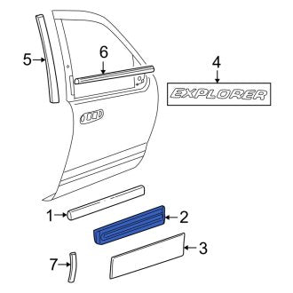 New OEM Rear Right Door Molding Fits, 2002-2010 Ford Explorer - Part # 1L2Z7825556FA