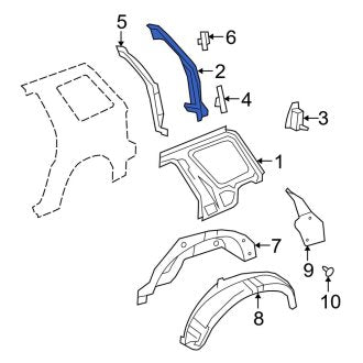 New OEM Right Inner Body D-Pillar Fits, 2002-2010 Ford Explorer - Part # 1L2Z7841038AB
