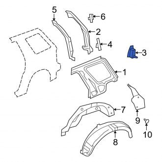 New OEM Right Outer Body D-Pillar Fits, 2002-2005 Ford Explorer - Part # 4L2Z7841038AA