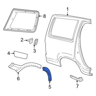 New OEM Rear Right Rearward Wheel Arch Molding Fits, 1999-2001 Ford Explorer - Part # XL2Z7829164AAA