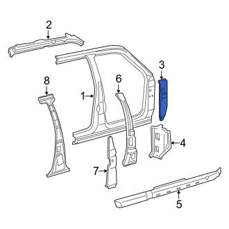New OEM Right Body A-Pillar Reinforcement Fits, 2001-2003 Ford Explorer - Part # 1L5Z3522842AA