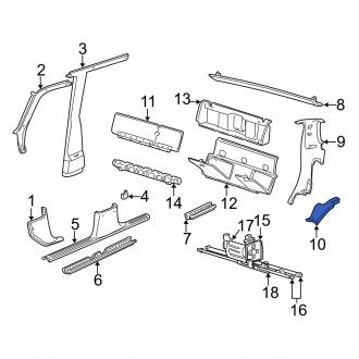 New OEM Left Lower Body C-Pillar Trim Panel Fits, 2001-2002 Ford Sport Trac - Part # 1L5Z35114A65AAA