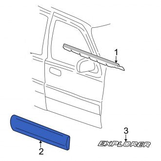 New OEM Rear Right Door Molding Fits, 2001-2005 Ford Sport Trac - Part # 3L2Z3525556BAPTM