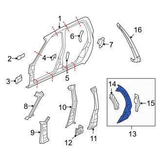New OEM Left Body C-Pillar Fits, 2007-2010 Ford Sport Trac - Part # 7A2Z7827865A