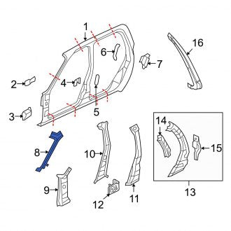 New OEM Left Body A-Pillar Fits, 2006-2010 Ford Explorer - Part # 6L2Z7802501A