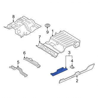 New OEM Left Floor Side Rail Reinforcement Fits, 2007-2010 Ford Sport Trac - Part # 7A2Z7810125A