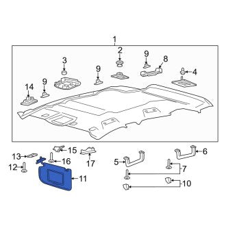 New OEM Front Right Sun Visor Fits, 2019 Lincoln MKC - Part # EJ7Z7804104ED