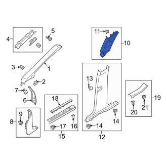 New OEM Right Upper Door Pillar Post Trim Set Fits, 2015-2019 Lincoln MKC - Part # EJ7Z7824356BB