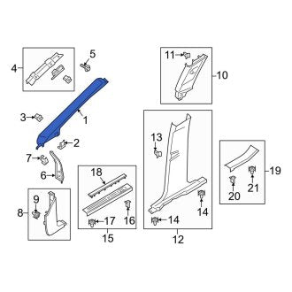 New OEM Right Upper Body A-Pillar Trim Panel Fits, 2015-2019 Lincoln MKC - Part # EJ7Z7803598BK