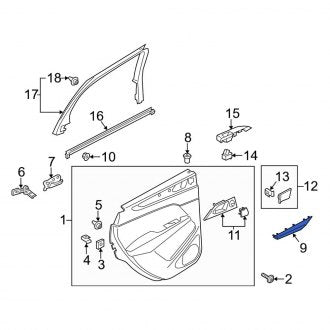 New OEM Rear Right Inner Door Applique Fits, 2017-2019 Lincoln MKC - Part # GJ7Z78275A36JA