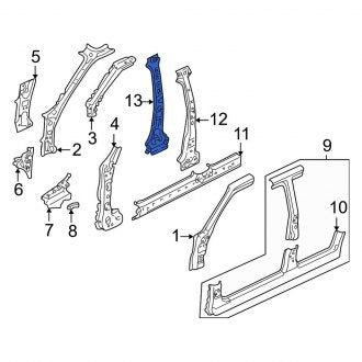 New OEM Left Inner Body B-Pillar Fits, 2005-2007 Ford Escape - Part # 5L8Z7824301AA