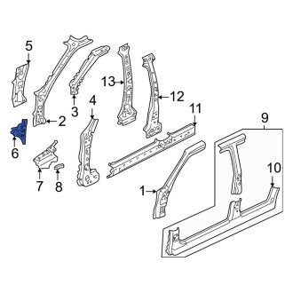 New OEM Right Upper Body A-Pillar Reinforcement Fits, 2001-2012 Ford Escape - Part # YL8Z78021A12AA