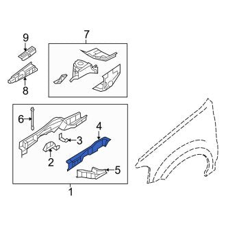 New OEM Front Left Outer Frame Side Member Fits, 2008-2012 Ford Escape - Part # 8L8Z5D805A