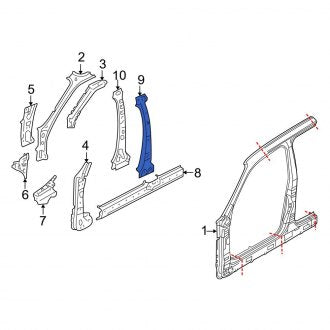 New OEM Left Body B-Pillar Fits, 2008-2012 Ford Escape - Part # 8L8Z7824383A
