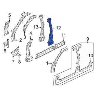 New OEM Left Body B-Pillar Reinforcement Fits, 2001-2007 Ford Escape - Part # YL8Z7824383AA