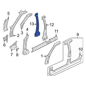 New OEM Right Inner Body B-Pillar Fits, 2005-2007 Ford Escape - Part # 5L8Z7824300AA