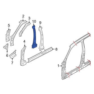 New OEM Right Body B-Pillar Reinforcement Fits, 2008-2012 Ford Escape - Part # 8L8Z7824300A