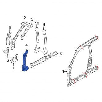 New OEM Right Lower Body A-Pillar Fits, 2001-2012 Ford Escape - Part # 8L8Z7822842A