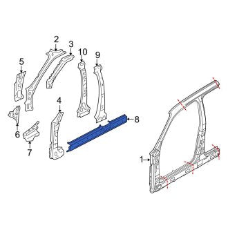 New OEM Right Inner Rocker Panel Fits, 2008-2012 Ford Escape - Part # 8L8Z78613C32A