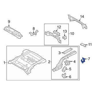 New OEM Rear Left Frame Side Member Fits, 2001-2012 Ford Escape - Part # 5L8Z7811250A