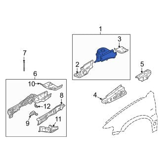 New OEM Front Right Fender Apron Assembly Fits, 2005-2007 Mercury Mariner - Part # 4L8Z16054AA