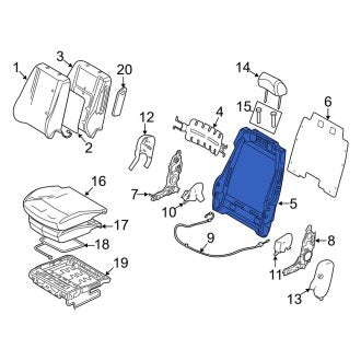 New OEM Front Right Seat Back Frame Fits, 2009-2010 Mercury Milan - Part # 9E5Z5461018B