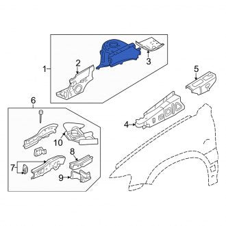 New OEM Front Left Fender Apron Assembly Fits, 2005-2007 Mercury Mariner - Part # 4L8Z16055AA